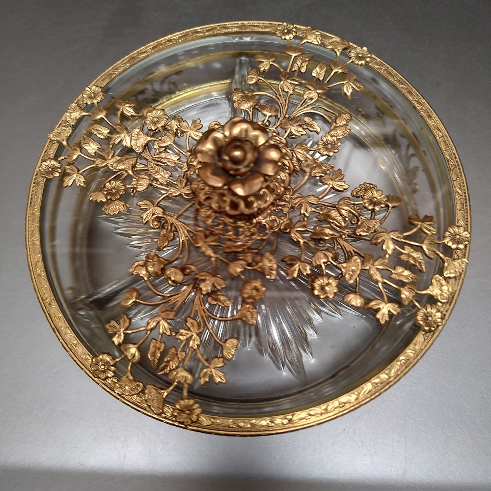 Ornate mid-century Hollywood regency vanity accent dish